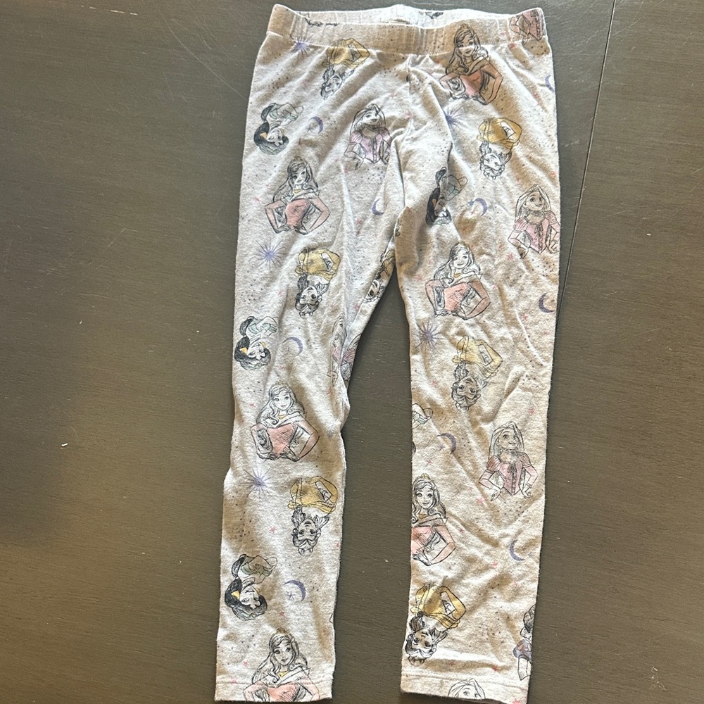 Girls' Gray Princess Print Leggings